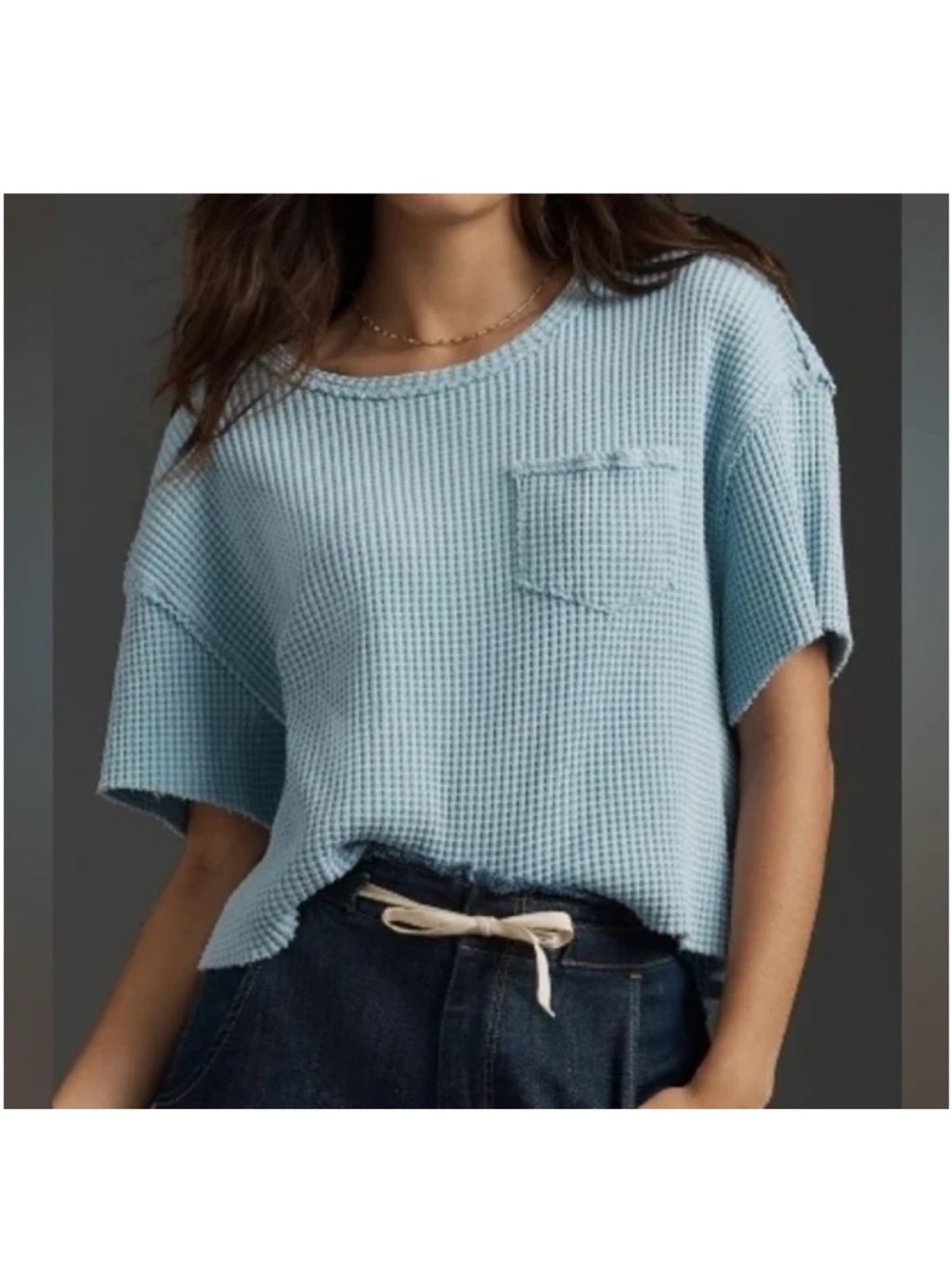 Anthropologie Pilcro Light Blue Waffle Knit